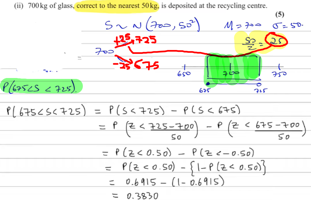 <p>for e.g if it was 500 kg to nearest 30kg, it would be 30/2 = 15<br><br>so it would be: 485 < W < 515</p>