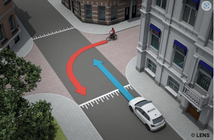 <p>Should you give right of way to the cyclist?</p>