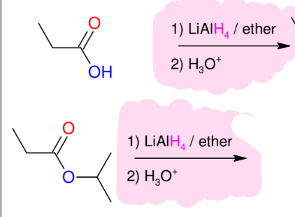 <p>Hydride reduction of carbonyls (strong conditions - LiAlH4 as reagent)</p>