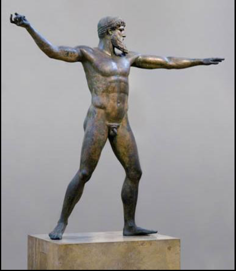 <p>Zeus, bronze, c. 460-450 BCE, National</p><p>Archaeological Museum, Athens</p>