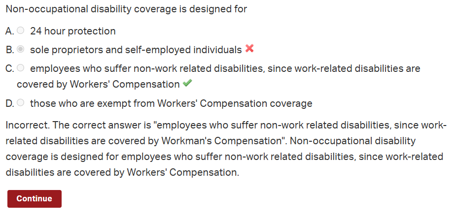 <p>Non-occupational disability coverage</p>