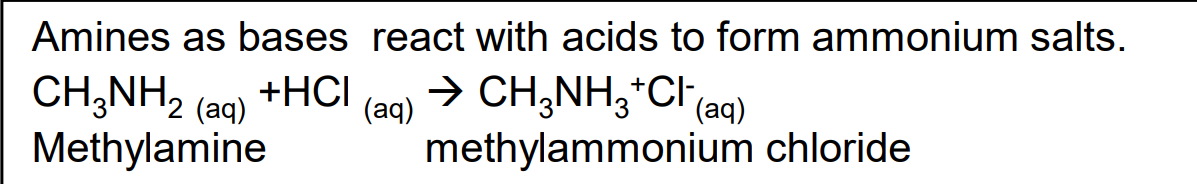 <p>forms ammonium salts</p>