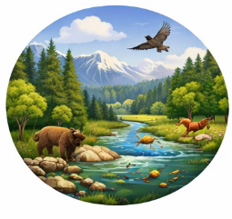 <p>All organisms living in a community and the abiotic factors with which they interact → energy flow and chemical cycling</p>