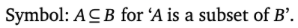 <p>one set is a subset of another if all its members are also member son the other set </p>