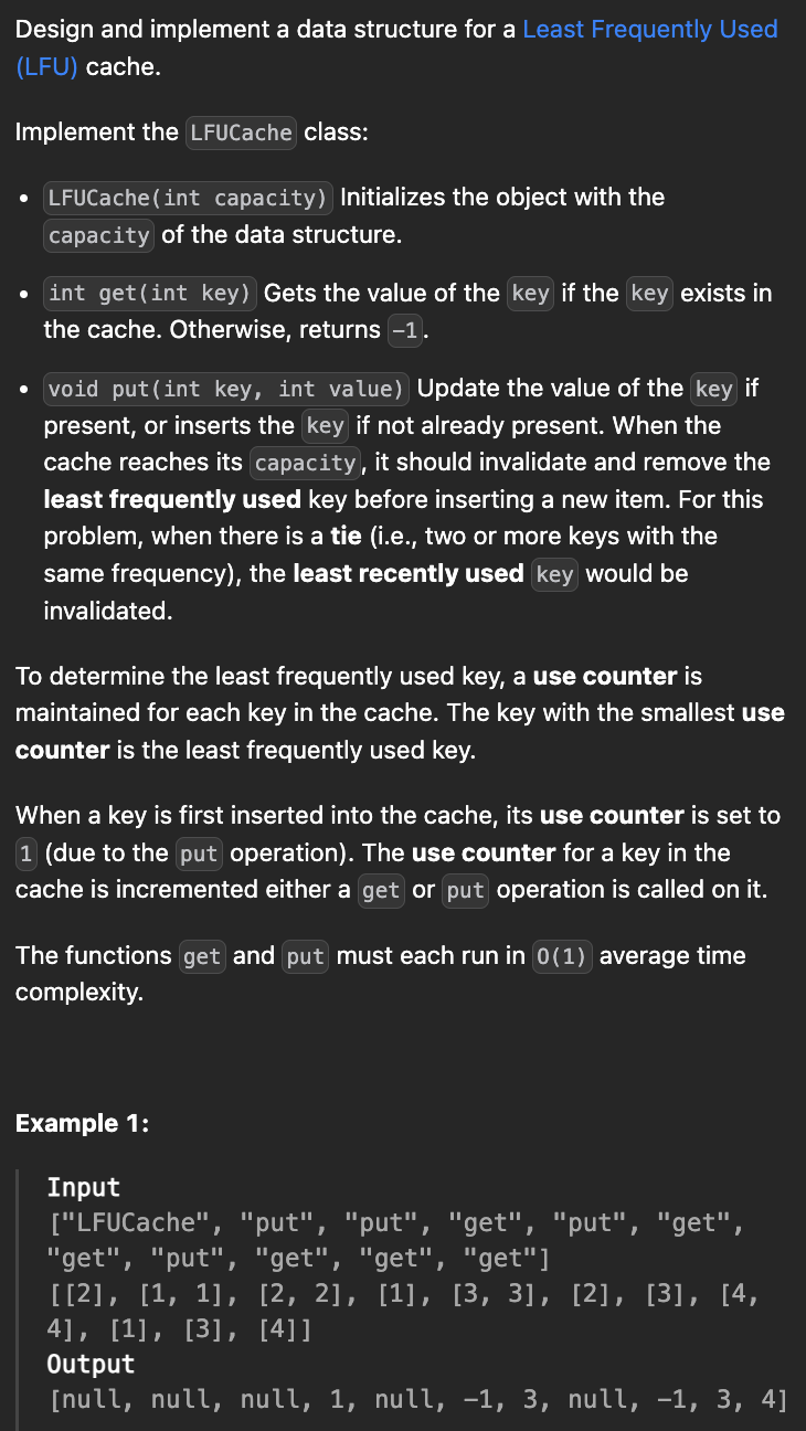 <p><strong>Design and Implement LFU Cache (H)</strong></p>