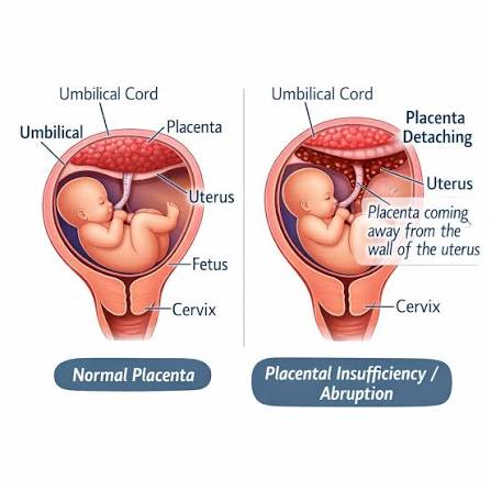 <p>placental insufficiency is associated with what maternal conditions</p>