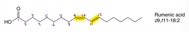 <p>those that occur every 2 Carbons (=-=) </p>
