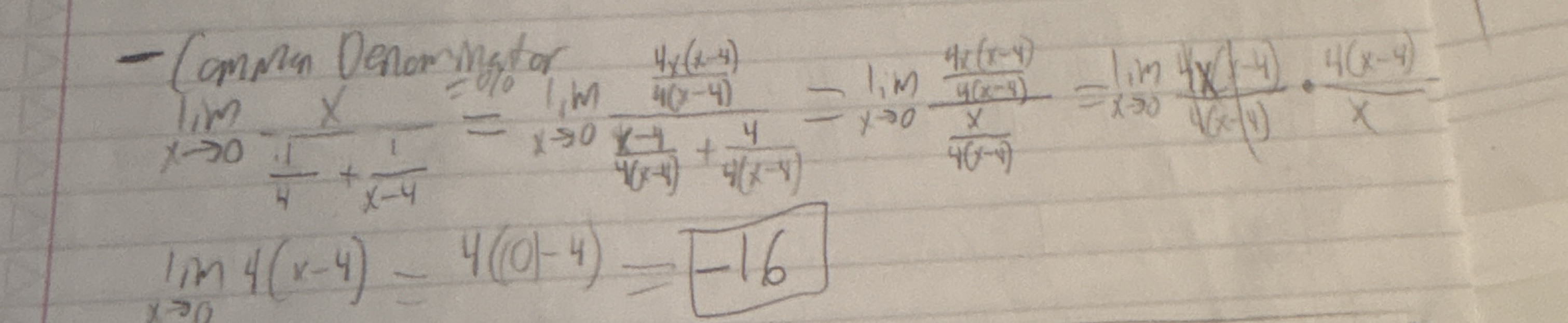 <p>When you plug into the top and bottom including fractions you get 0/0</p><p>Multiply top and bottom of individual fractions and overall fraction to get common denominator</p><p>Simplify and cancel stuff</p><p>Substitute and solve!</p>