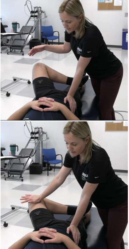 <p><strong>Purpose:</strong> Differentiate lumbar spine, hip, SIJ, or iliopsoas involvement</p><p></p><p><strong>How to Perform:</strong></p><ol><li><p>Patient supine</p></li><li><p>Place test leg in figure-4 position (knee over opposite patella)</p></li><li><p>Allow test leg to drop/relax to see how far knee can drop</p></li><li><p>Assess for pain. If no pain, apply OP</p><ol><li><p>Stabilize opposite ASIS/ilium (PT on nontest side)</p></li><li><p>Apply OP on test knee</p></li></ol></li><li><p>Repeat on other side</p></li></ol><p></p><p><strong>Positive Test:</strong> Reproduction of pain</p><p></p><p><strong>Interpretation:</strong></p><ul><li><p>Groin pain = (anterior or lateral) joint or iliopsoas</p></li><li><p>PSIS or buttock pain = SIJ involvement</p></li></ul><p></p>