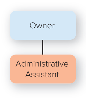 <p>only one hierarchical level of management beneath the owner</p>