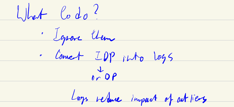 <p>outliers impact ols, because it tries to minimise sum of squared residuals, giving more weight to outliers</p>