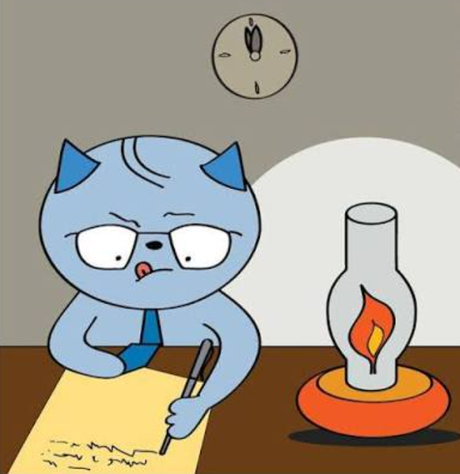 <p>To work or study late into the night.</p>