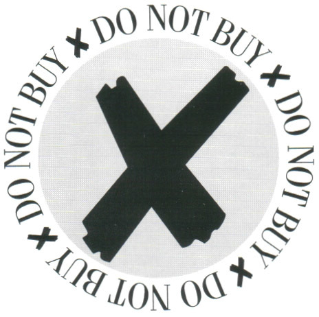 <p>v. To join others in refusing to deal with a person or group. <br>n. The act of boycotting.</p>