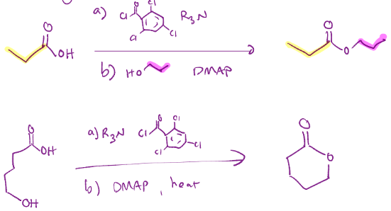 <p>Yamaguchi macrolactonization, just a fancy esterification. </p>