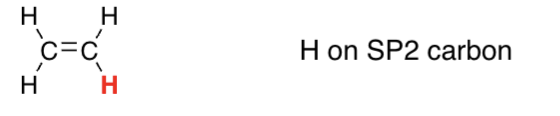 <p>h on sp2 carbon</p>