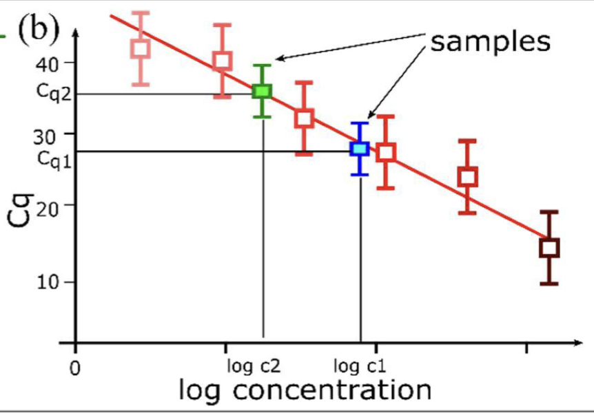 <p>standard calibration curve</p><p>in real-time PCR, r = -1</p>