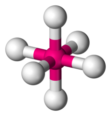 <p>6 electron domains</p><p>6 bonding domains</p><p>0 lone pairs</p><p>90 degree angles</p>