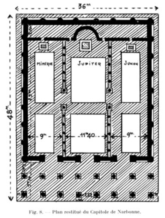 <p>świątynia 3 kapitolińskiej z marmuru Cararra, stała na forum,</p><p>powstała za Augusta</p>
