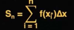 <p>method for <strong>approximating the area under a curve</strong> by dividing the area into many small rectangles and adding up their areas</p>