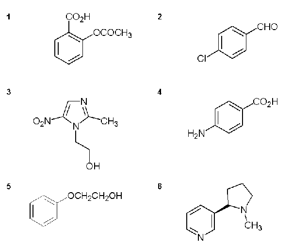 <p><span>Infrared analysis of a particular compound (A) showed the following absorption bands at 3450, 3375, 3200-2550 (broad), 3030, 1675 and 1600 cm<sup>-1</sup>. The structure of compound (A) and five other compounds are given below. </span></p><p><span>Draw the structure of compound (A) and explain why your choice is consistent with the IR information given by assigning the IR data to the functional groups.</span></p>