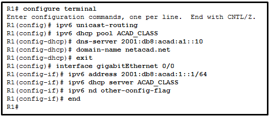 <p><strong>Refer to the exhibit. A network administrator is configuring a router for DHCPv6 operation. Which conclusion can be drawn based on the commands?</strong></p>
