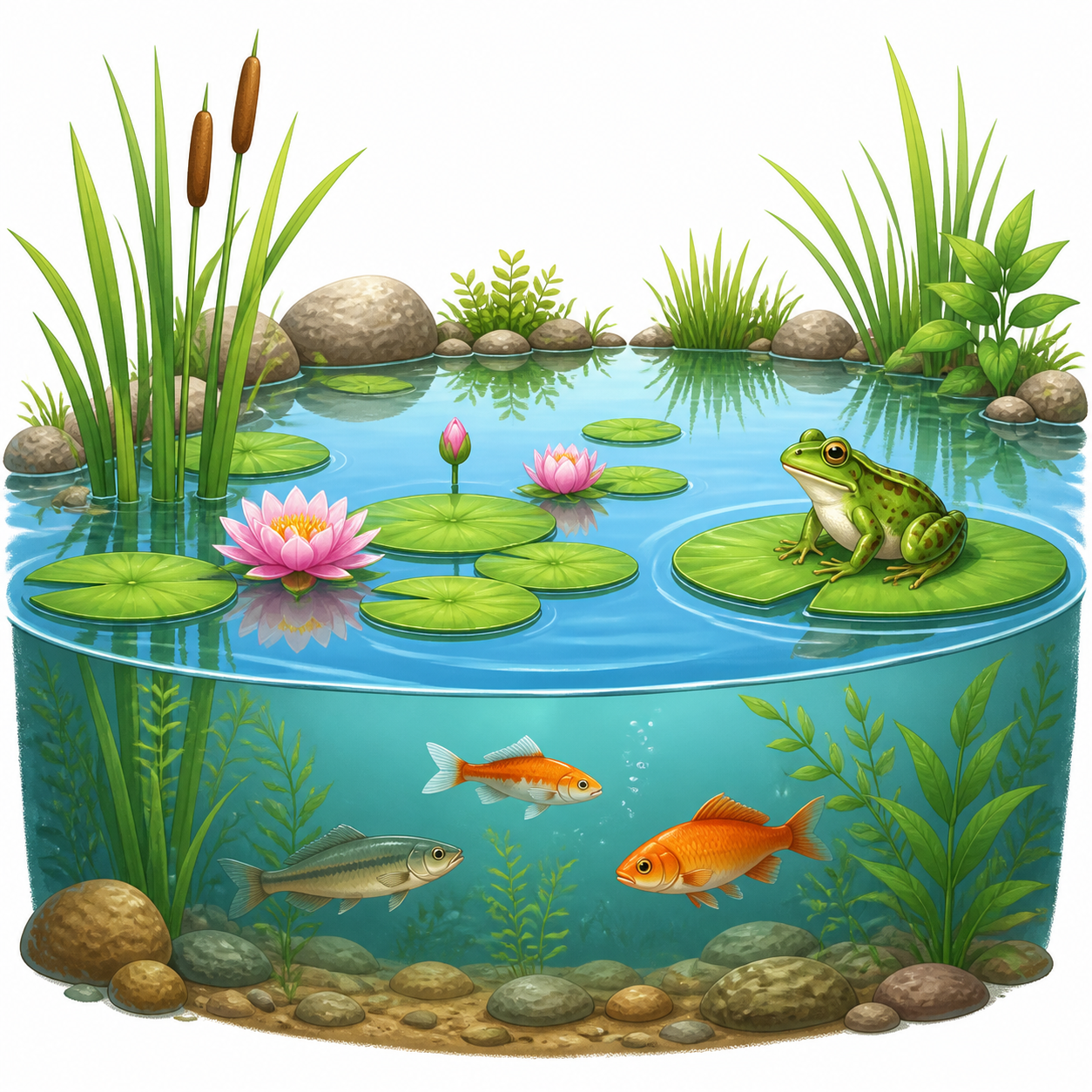<p>A freshwater ecosystem with still water, such as a lake or a pond.</p>