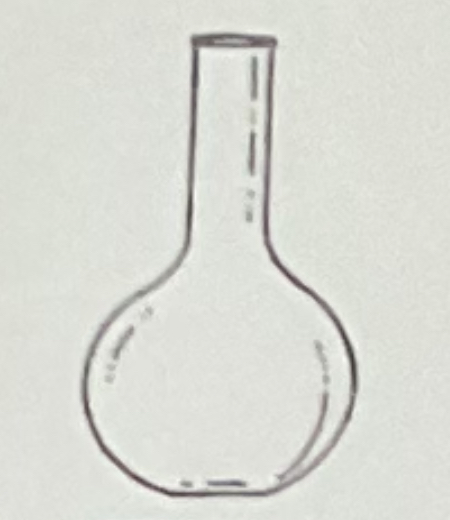 <p>glass, common sizes are 125-mL, 250-ml., 500-mL, may be heated, used in making and for storing solutions</p>