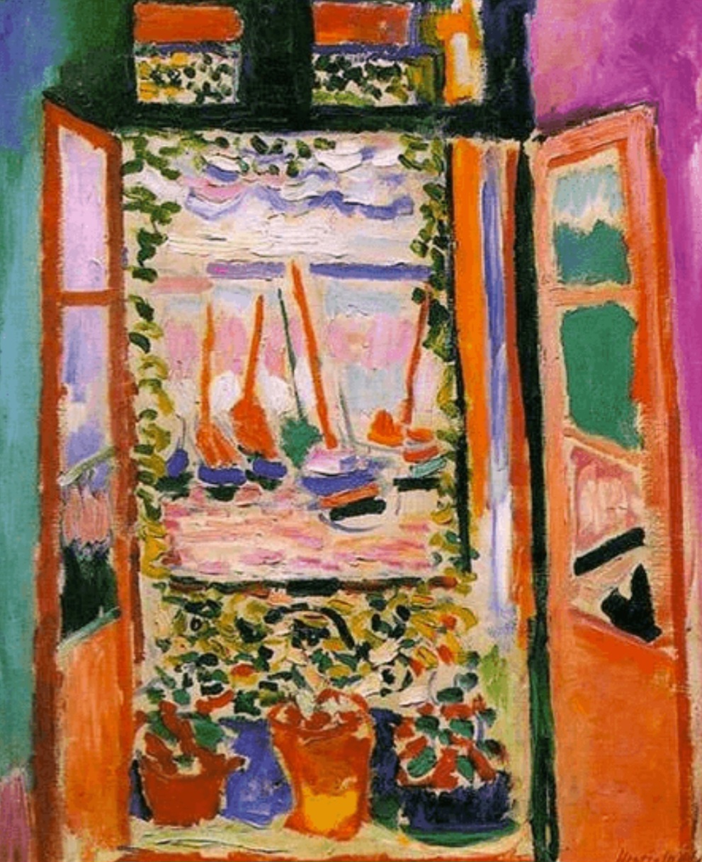 <p>“La fenêtre ouverte à Collioure” (1905) d'Henry Matisse.</p><p class="has-focus">Elle fait partie du mouvement du Fauvisme, et s’inspire du pointillisme.</p>