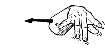 <p>fingers move like typing and hand moves towards right palm is facing down</p>