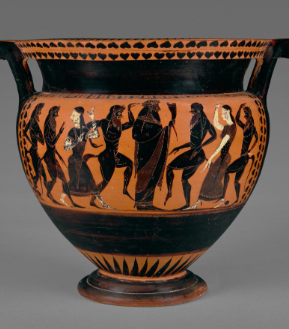 <p>Attic Black-Figure Column-Krater with Bearded Dionysus</p>