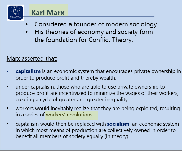 <p>conflict theory cont.</p>