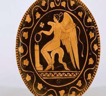 <p>Apulian Red-Figure Plate with Winged Eros</p>