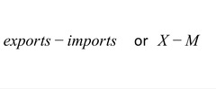 <p>The difference between the value of exports and the value of imports. (X-IM)</p><p>EX: Value of Exports = $200 B</p><p>Value of Imports= $150 B</p><p>200 B-150B= $50B</p>