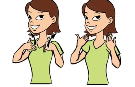 <p>dom hand on chest and swipes on once or can use both hands</p>