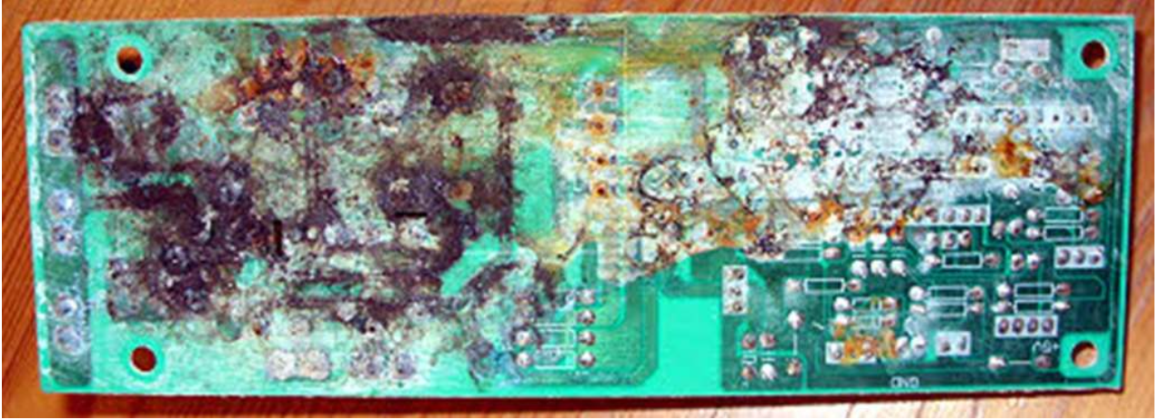 <p>Blue or blue-green deposits. Surface may also develop a dull grey-green patina (copper oxide crust) which is actually protective.</p>