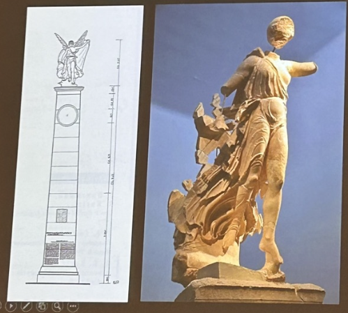 <p>Olympie (dans le Péloponnèse - большой полуостров на юге Греции) - не связано с горой Олимп</p><p>se trouve au pied du Mont Kronion</p><p>Offrandes : une série de figurines notamment des chevaux symboles de richesse (сожержание лошади дорого - симвлол богатства). Egalement des chaudrons sur pied.(котлы на ножках)</p><p>À partir du 8ème sicle avant JC,<strong> l’immense richesse du sanctuaire est du aux jeux qui sont l’un des aspects du culte rendu à Zeus</strong></p><p>Les deux monuments les + importants sont l’<strong>autel de Zeus</strong> et le <strong>Pélopion</strong>.</p><p>Au sud de ces deux monuments, se trouvaient deux temples :</p><p class="p1">- Temple dédié à Héra datant de l’époque archaïque (au Nord)</p><p class="p1">- Temple de Zeus datant de l’époque classique (+ au Sud)</p><p class="p1">Exemple d’offrande : <strong>Statue de Niké de Paionos de Mendè, vers 420 (Musée d’Olympie) </strong>se trouvant à l’Est du temple de Zeus. Il s’agit d’une offrande des Mécéniens à l’issue d’une victoire militaire.</p>