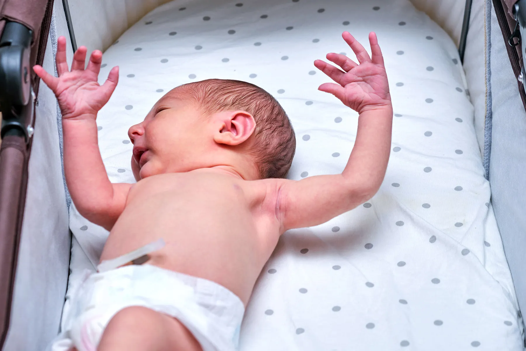 <ul><li><p>an automatic response in infants where they fling their arms and legs outward in response to a sudden stimulus, such as a loud noise or loss of support</p></li><li><p>typically disappears around 6 months of age </p></li></ul><p></p>