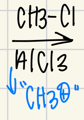 <p>CH<sub>3</sub>Cl, AlCl3 = CH<sub>3</sub></p>