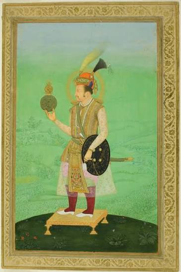 <p>Which question best analyzes the <em>Portrait of Emperor Jahangir </em>as communication of political authority?</p>