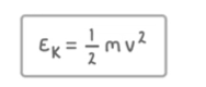 <p>where Ek = kinetic energy, m (Kg) = mass, v (m/s) = velocity/speed</p>
