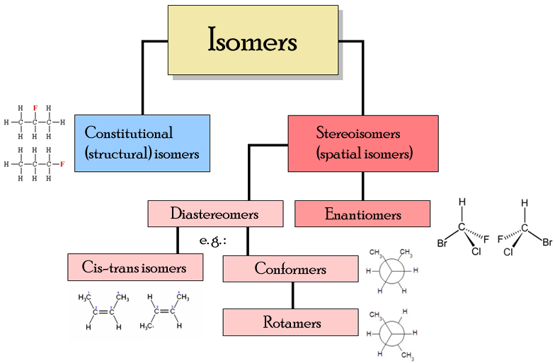 <p><strong>Isomers</strong> are molecules that share the exact same molecular formula (the same number and types of atoms) but have different structural arrangements or spatial orientations (see image)</p><p>For example, both of these have the formula C₂H₆O:</p><ul><li><p>Ethanol: CH₃CH₂OH</p></li><li><p>Dimethyl ether: CH₃OCH₃</p></li></ul><p>Since they have the same formula but are different compounds, they are <strong>isomers</strong>.</p>