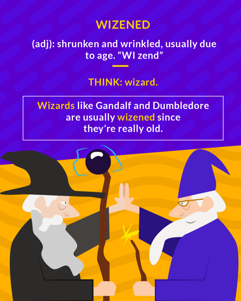 <p>shrunken and wrinkled, usually due to age</p>