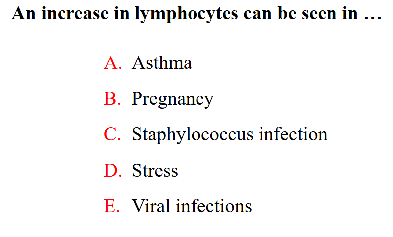 <p>An increase in lymphocytes can be seen in</p>