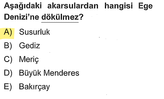 <p>Gediz, Meriç, Büyük ve Küçük Menderes Ege Denizi'ne dökülür. Susurluk çayı ise Güney Marmara'dadır ve sularını <strong>Marmara Denizi'ne</strong> boşaltır.</p>
