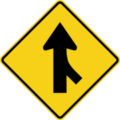 <p>Indicates that vehicles will merge onto the road ahead.</p>