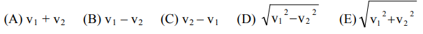 <p>At a particular instant, a stationary observer on the ground sees a package falling with speed v1 at an angle to the vertical. To a pilot flying horizontally at constant speed relative to the ground, the package appears to be falling vertically with a speed v2 at that instant. What is the speed of the pilot relative to the ground?</p>