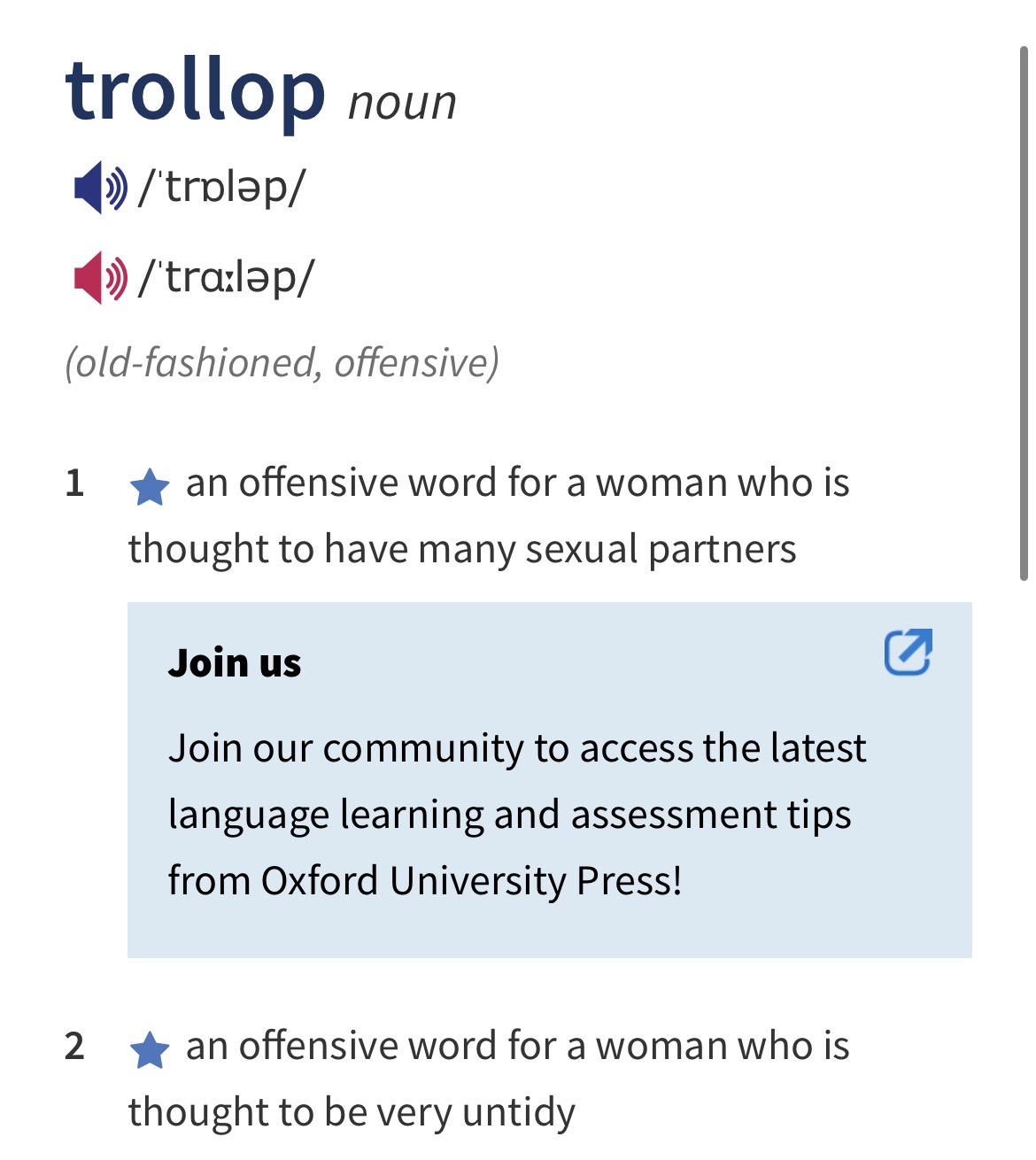 <p>Trollop </p>