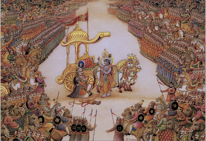 <p>Who is pictured standing at the center of this image?</p>
