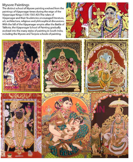 <p>Evolved from the paintings of Vijayanagar during the reign of vijayanagar kings (1336-1565 AD). Evolved into many styles of painting in South india, including the Mysore and Tanjore schools of painting</p>