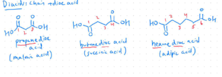 <p>Chain + dioc acid</p>